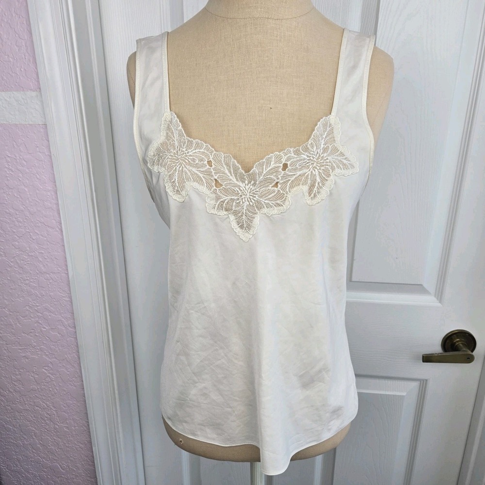 Wonder Maid‎ Vtg Camisole Top Size 34 Wondermaid Ivory Lace Lingerie USA